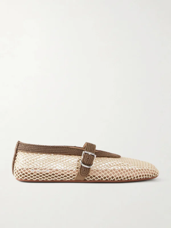 Alaïa Embroidered Satin-cord and Mesh Ballet Flats