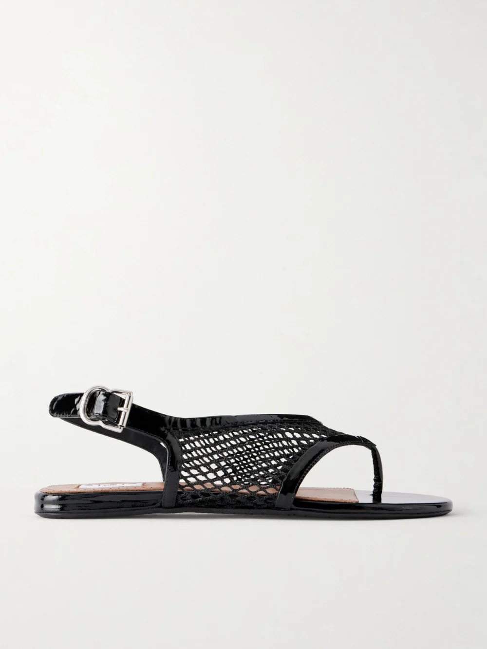 Alaïa Fishnet Flat Sandals in black