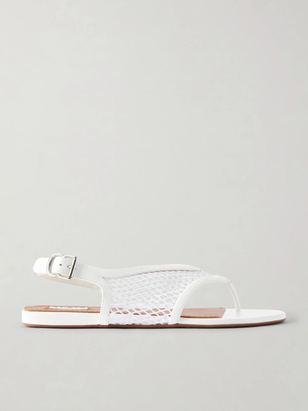Alaïa Fishnet Flat Sandals in white