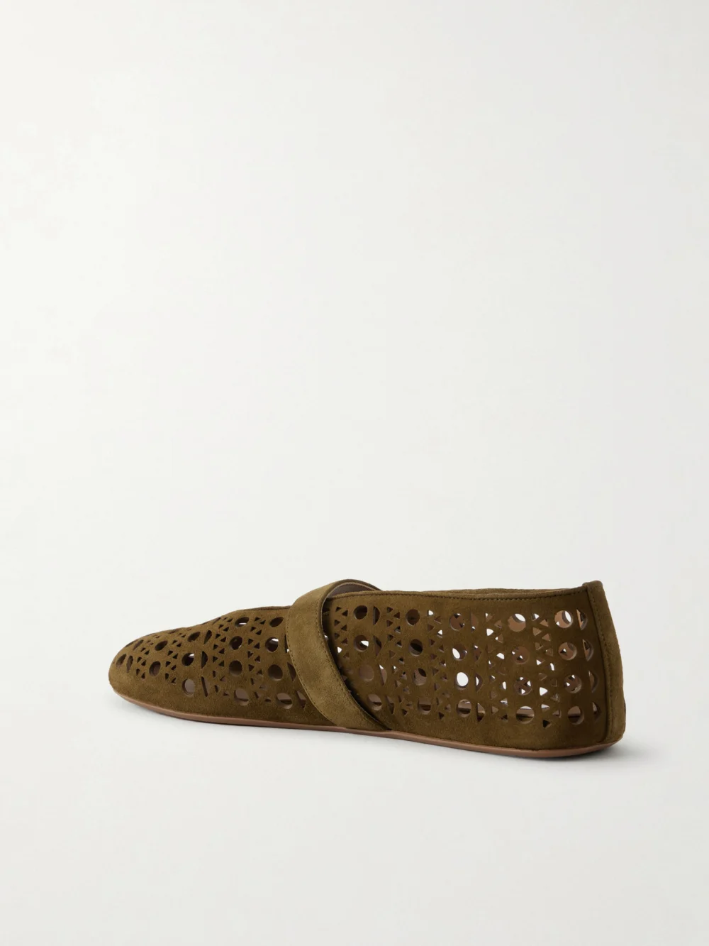 Back view of the Alaïa Laser-cut Suede Ballet Flats