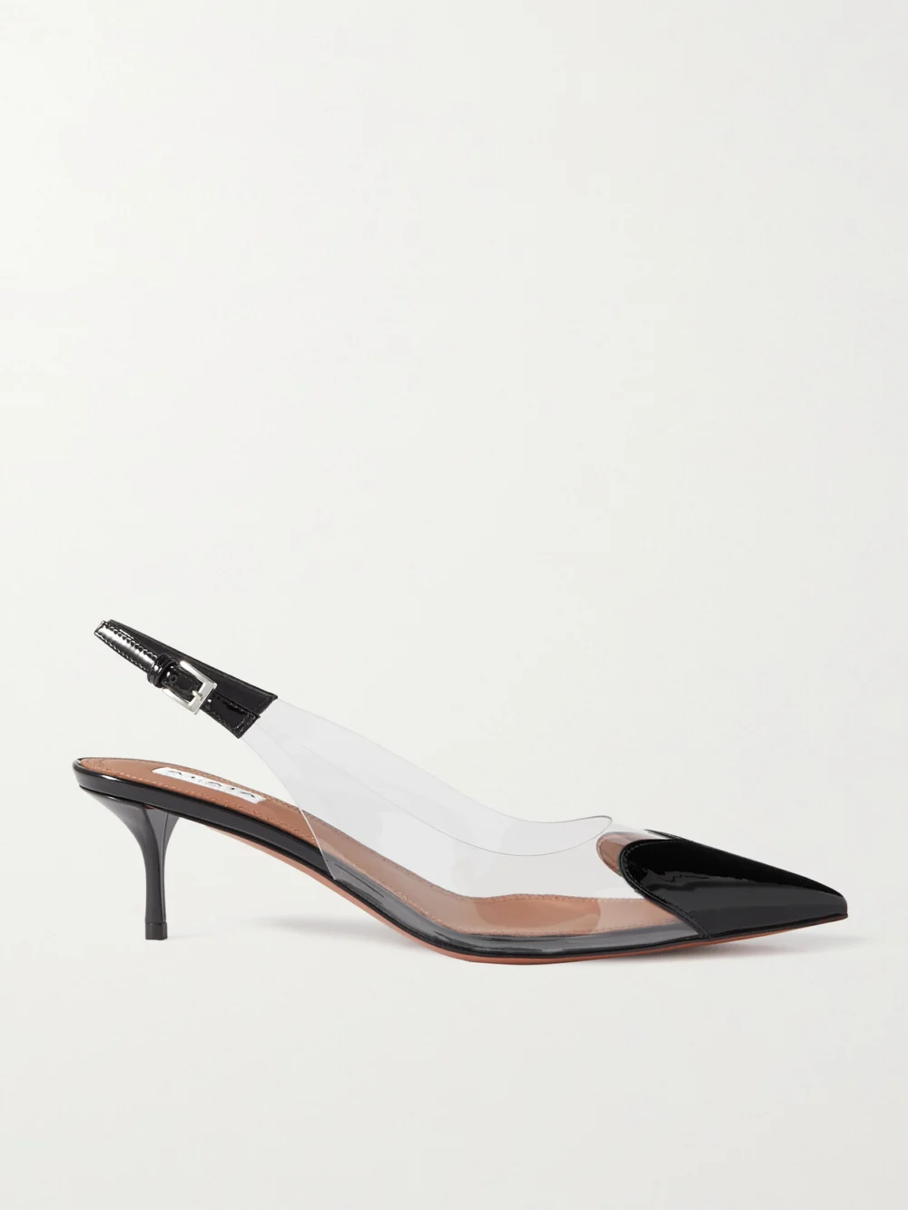 Alaïa Le Caur 55 Pu and Patent-leather Slingback Pumps in black