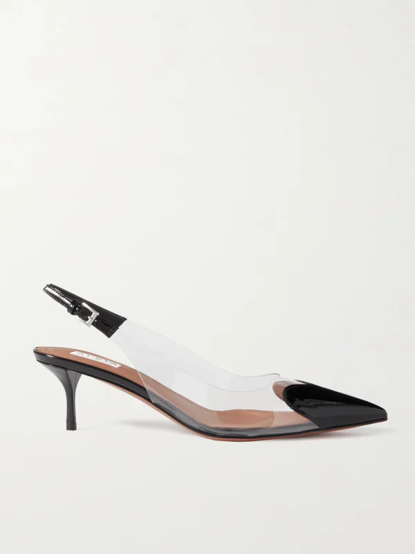 Alaïa Le Caur 55 Pu and Patent-leather Slingback Pumps