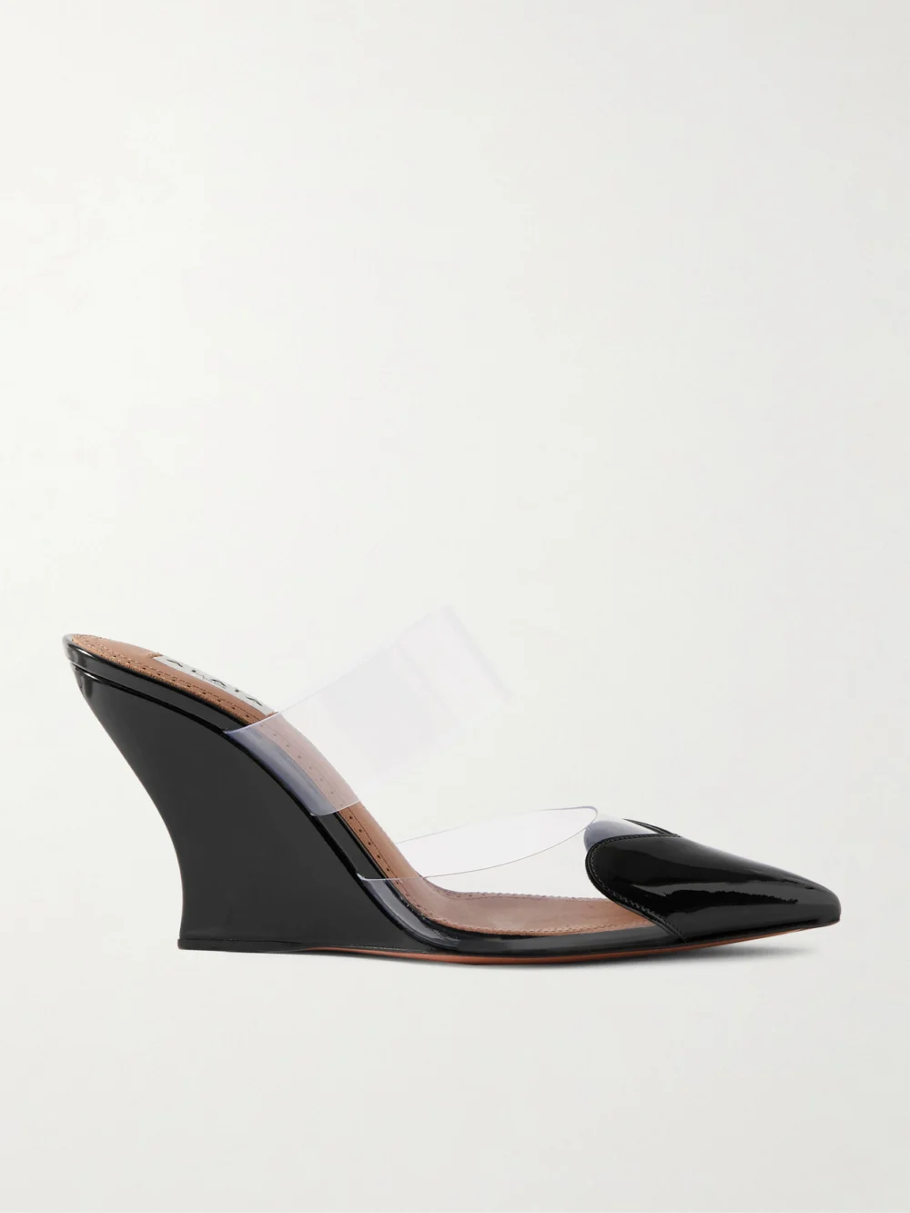 Alaïa Le Caur Patent-leather and Pvc Wedge Mules in black