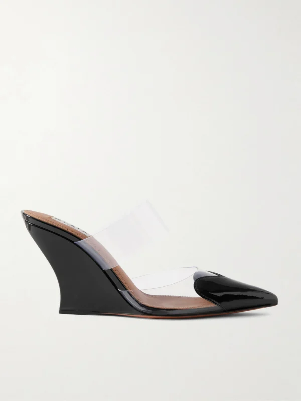 Alaïa Le Caur Patent-leather and Pvc Wedge Mules