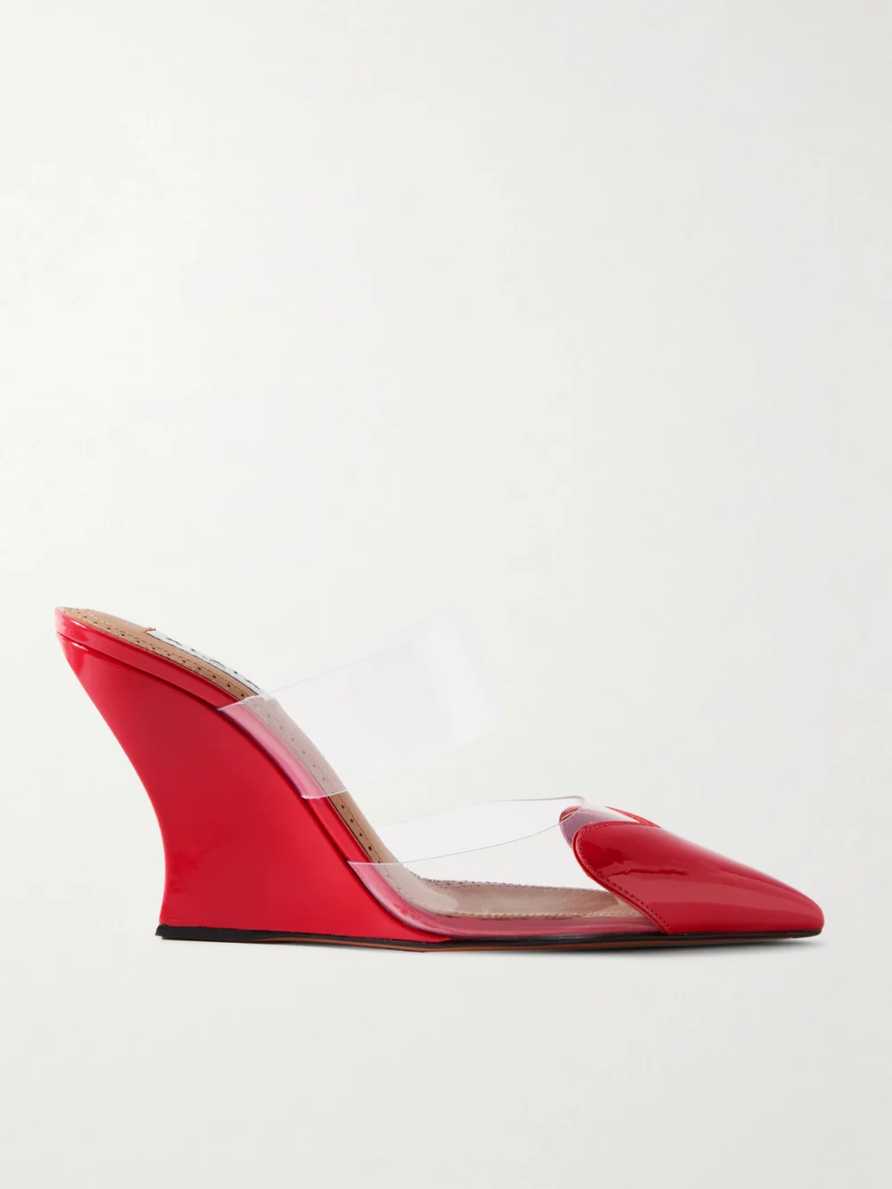 Alaïa Le Caur Patent-leather and Pvc Wedge Mules in red