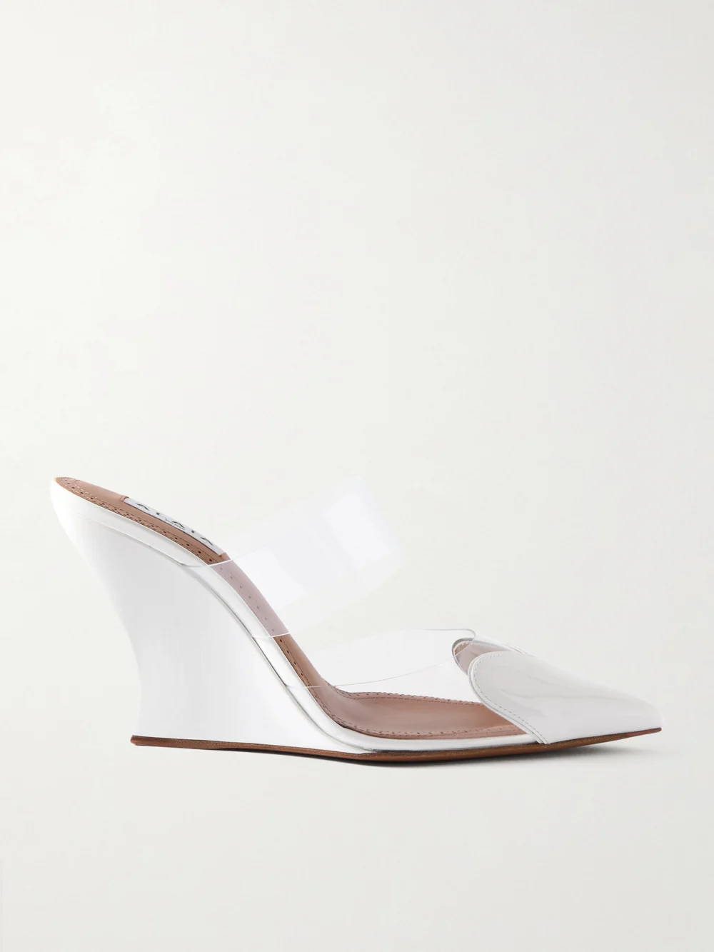 Alaïa Le Caur Patent-leather and Pvc Wedge Mules in white
