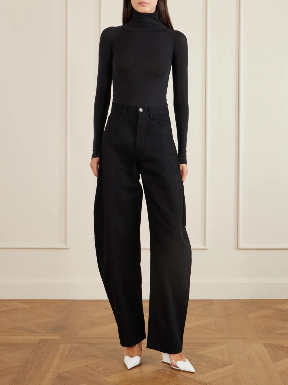 Alaïa Le Caur Patent-leather and Pvc Wedge Mules, styled view