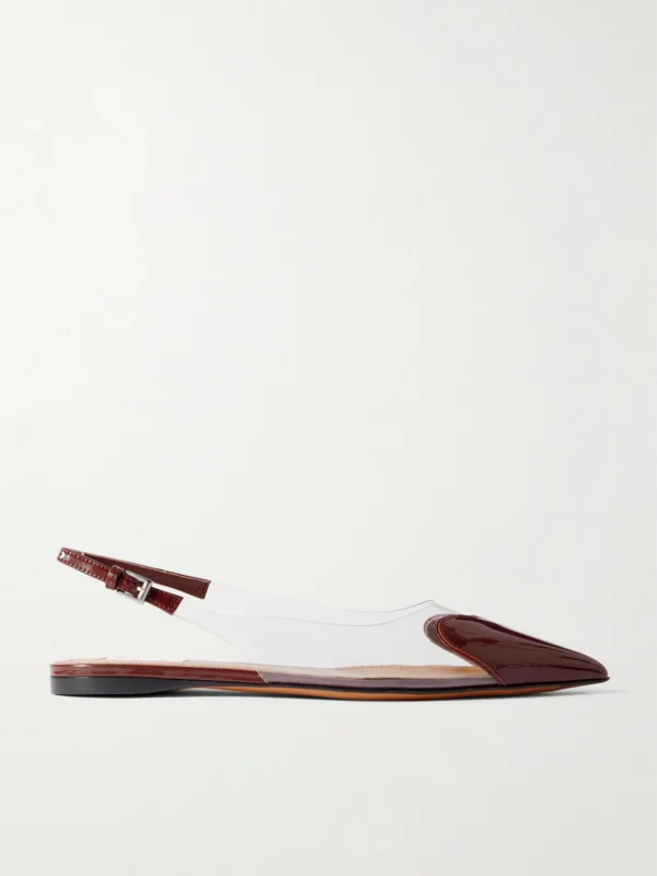 Alaïa Le Caur Pu and Patent-leather Slingback Point-toe Flats