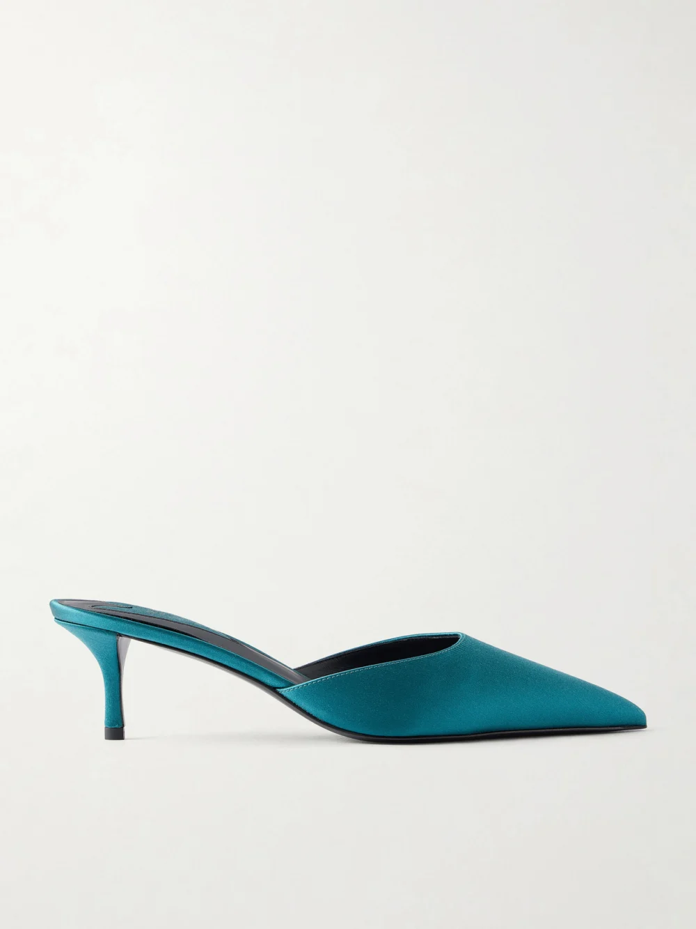 Alaïa Le Coeur 55 Satin Mules in turquoise