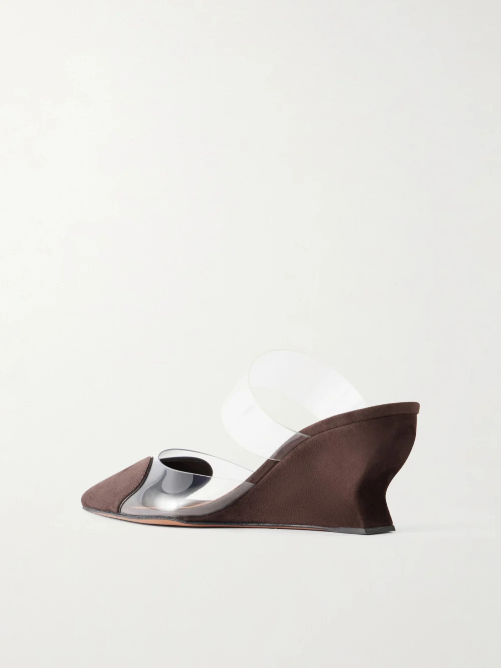 Back view of the Alaïa Le Coeur 60 Suede and Pvc Wedge Mules