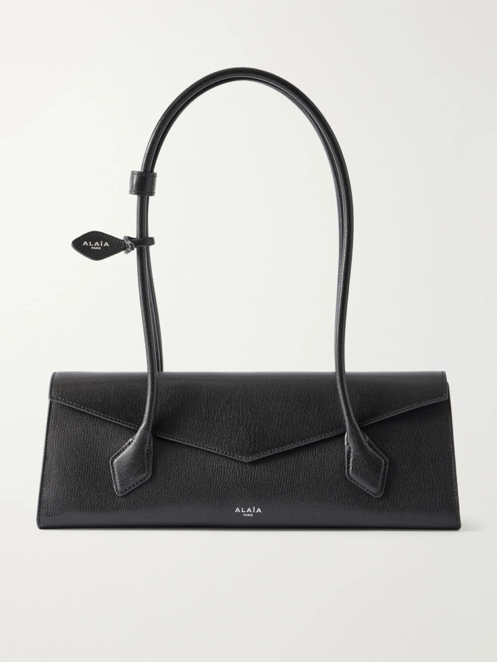 Alaïa Le Teckel Flat Medium Leather Shoulder Bag in black