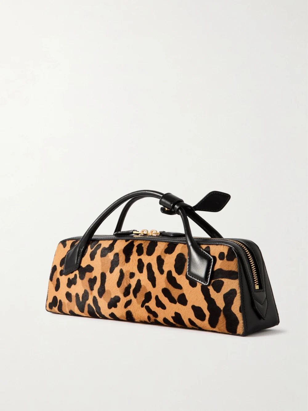 Back view of the Alaïa Le Teckel Leather-trimmed Leopard-print Calf Hair Clutch