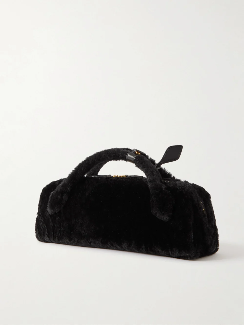 Back view of the Alaïa Le Teckel Leather-trimmed Shearling Clutch