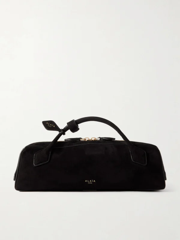 Alaïa Le Teckel Leather-trimmed Suede Clutch