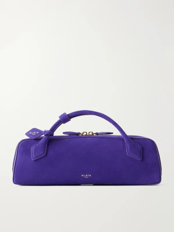 Alaïa Le Teckel Leather-trimmed Suede Clutch