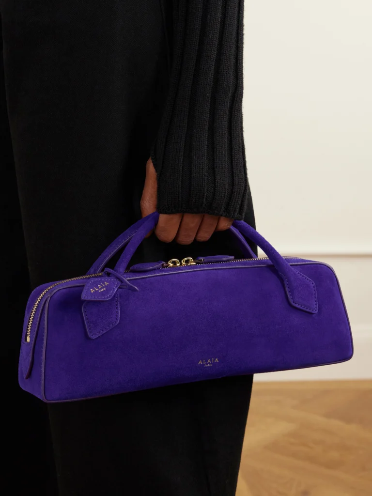 Alaïa Le Teckel Leather-trimmed Suede Clutch