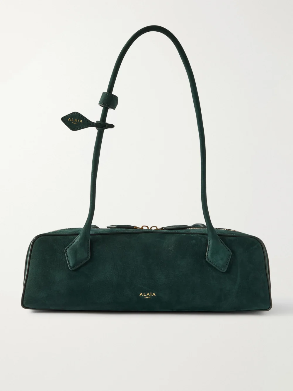 Alaïa Le Teckel Medium Nubuck Shoulder Bag in forest green