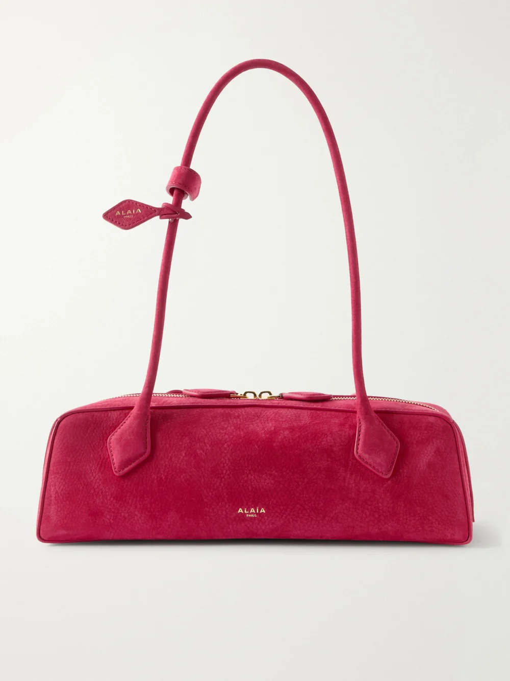Alaïa Le Teckel Medium Nubuck Shoulder Bag in fuchsia