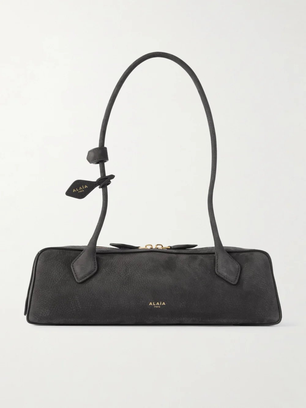 Alaïa Le Teckel Medium Nubuck Shoulder Bag in gray