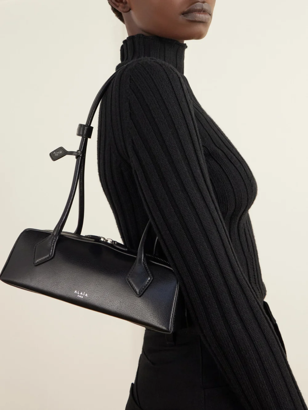 Alaïa Le Teckel Small Leather Shoulder Bag, styled view