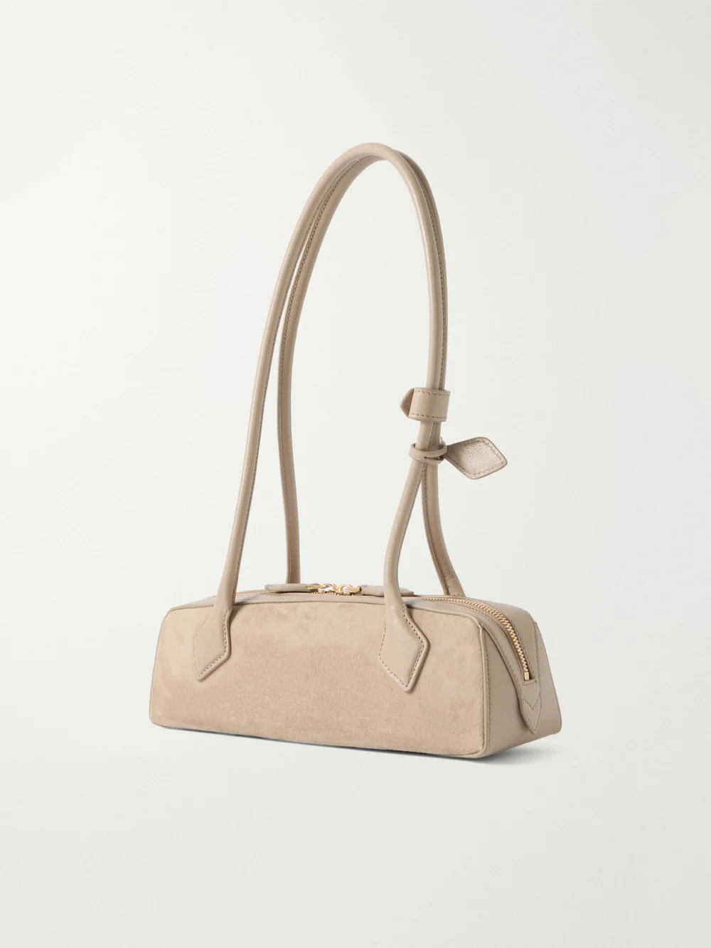 Back view of the Alaïa Le Teckel Small Leather-trimmed Suede Shoulder Bag
