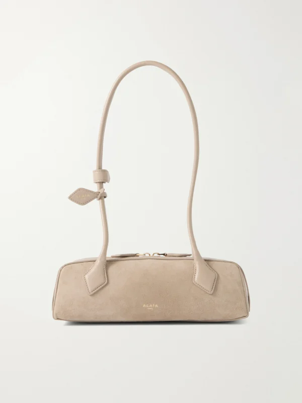 Alaïa Le Teckel Small Leather-trimmed Suede Shoulder Bag