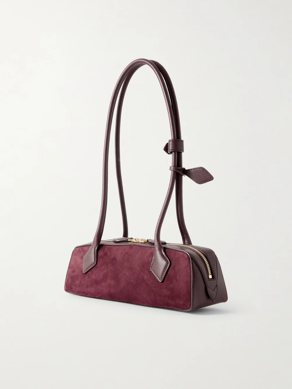 Back view of the Alaïa Le Teckel Small Leather-trimmed Suede Shoulder Bag