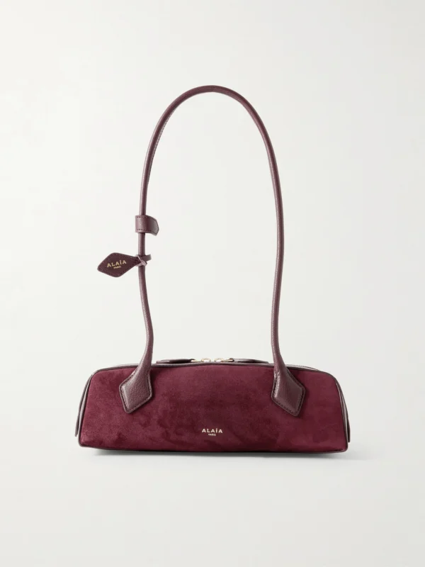 Alaïa Le Teckel Small Leather-trimmed Suede Shoulder Bag