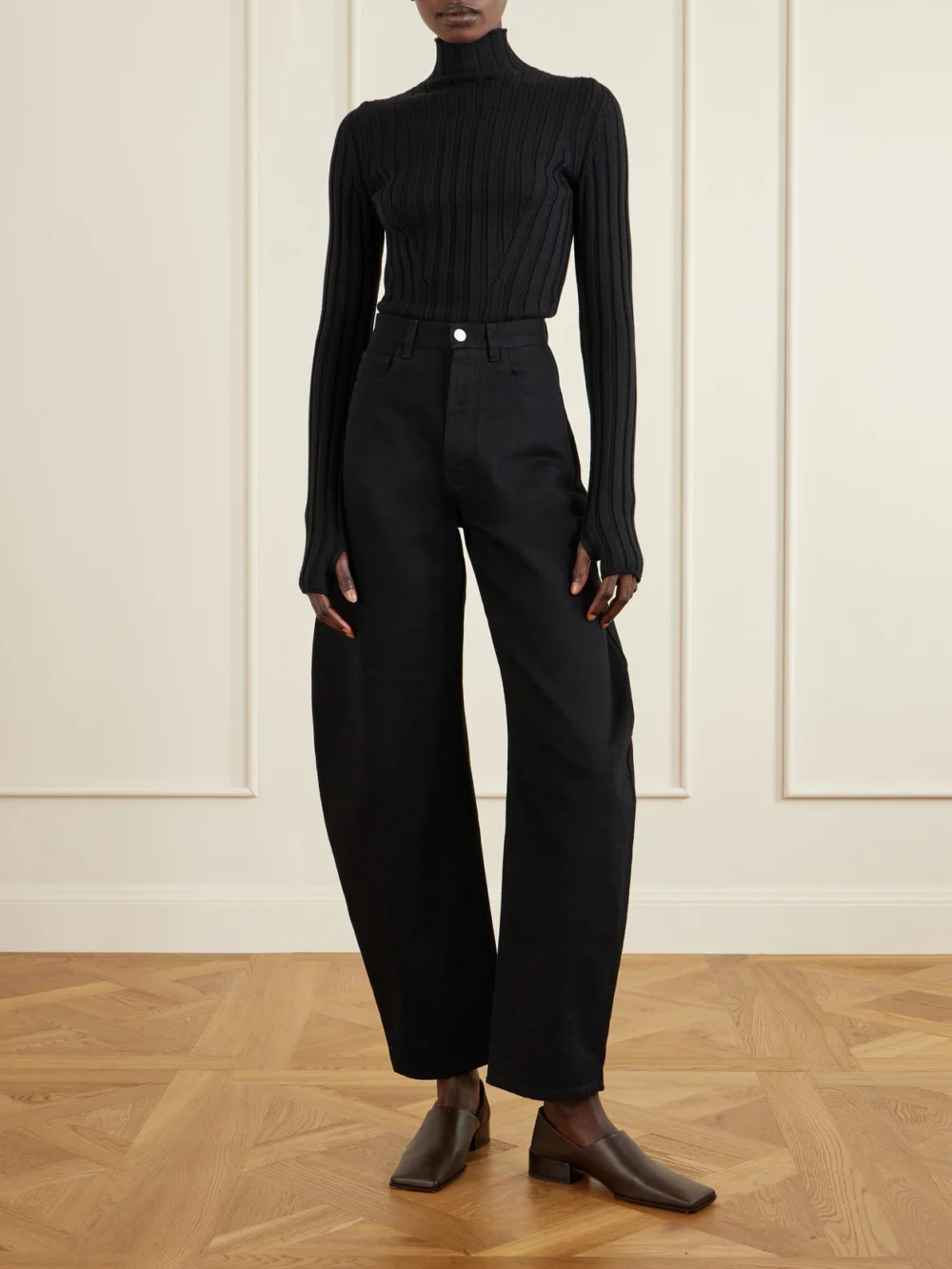Alaïa Leather and Nubuck Loafers, styled view