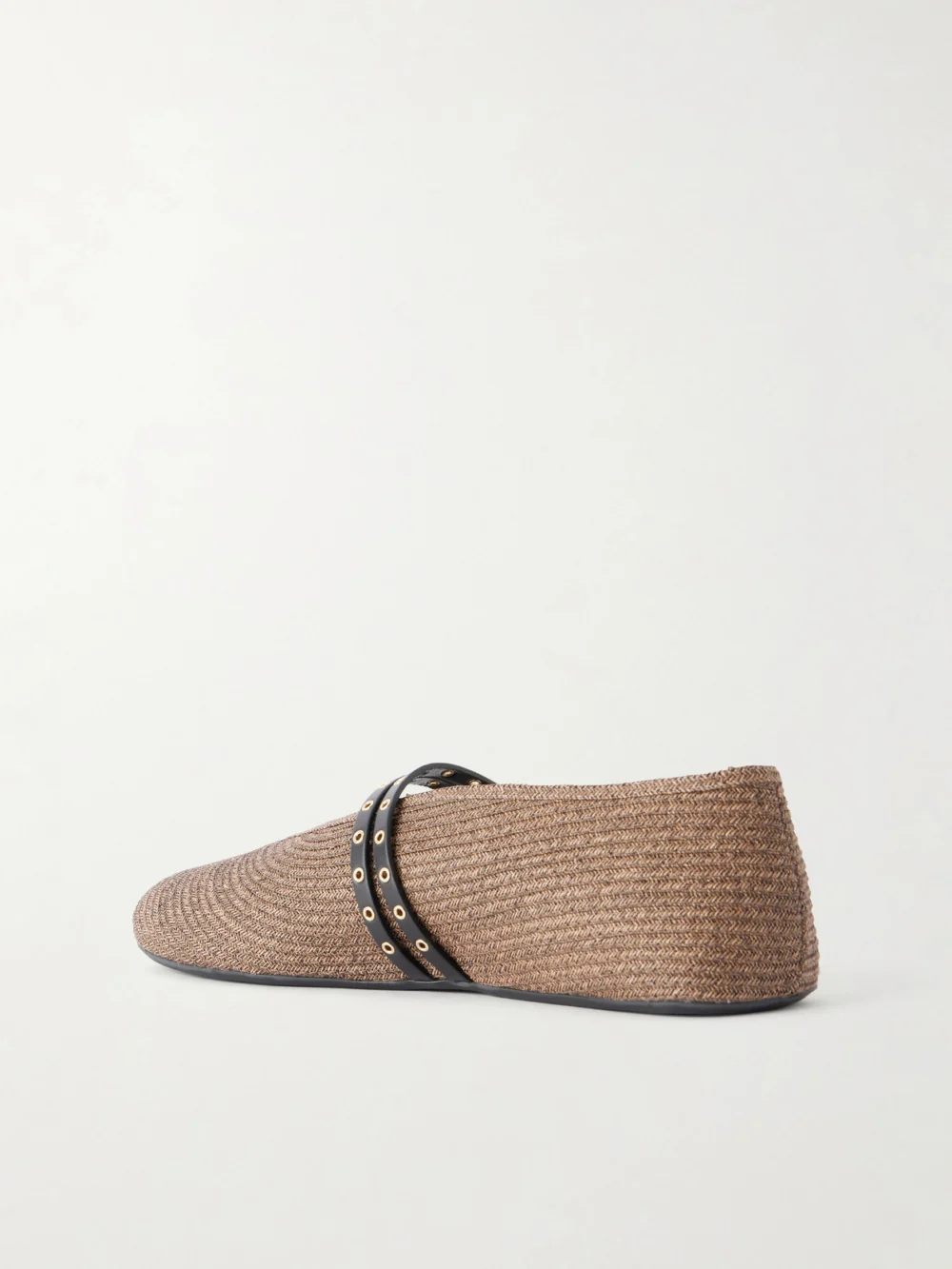 Back view of the Alaïa Leather-trimmed Raffia Ballet Flats