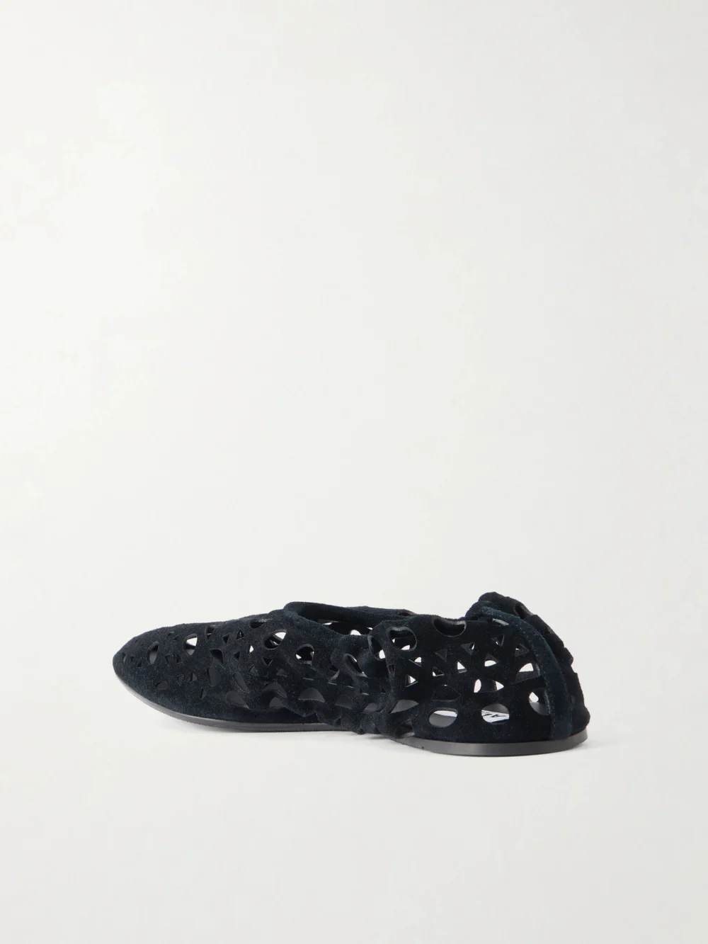 Back view of the Alaïa Neo Vienne Perforated Suede Ballet Flats