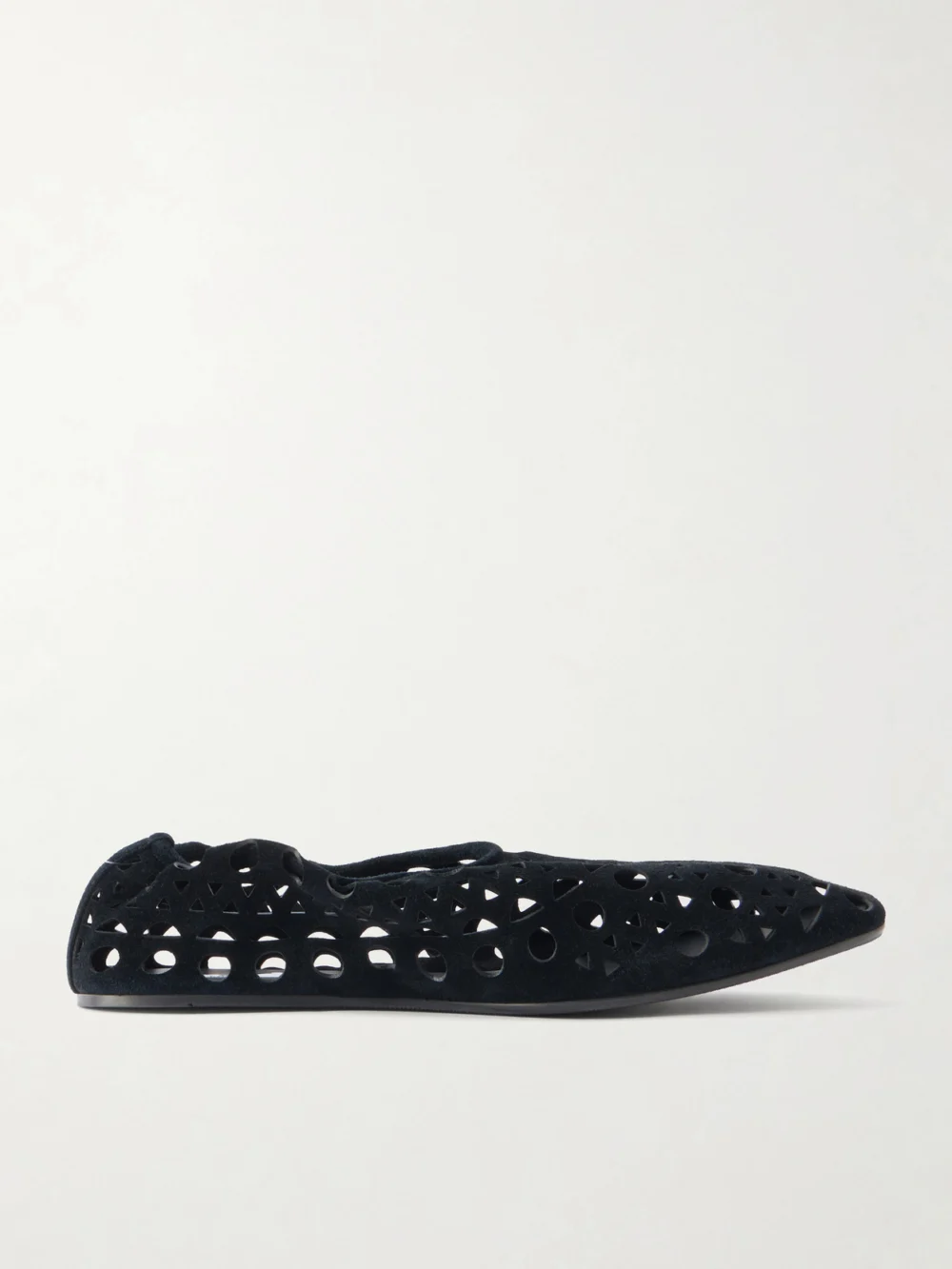 Alaïa Neo Vienne Perforated Suede Ballet Flats in black