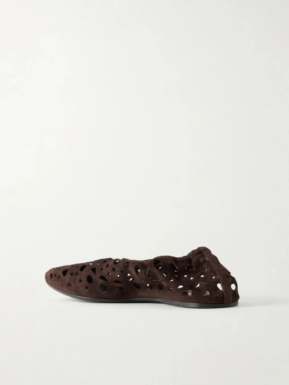 Back view of the Alaïa Neo Vienne Perforated Suede Ballet Flats
