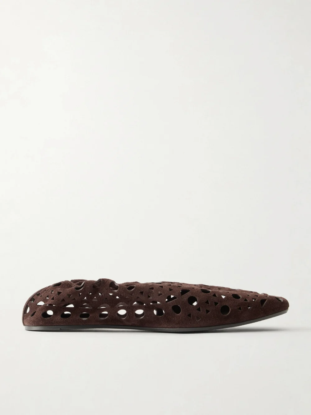 Alaïa Neo Vienne Perforated Suede Ballet Flats in chocolate