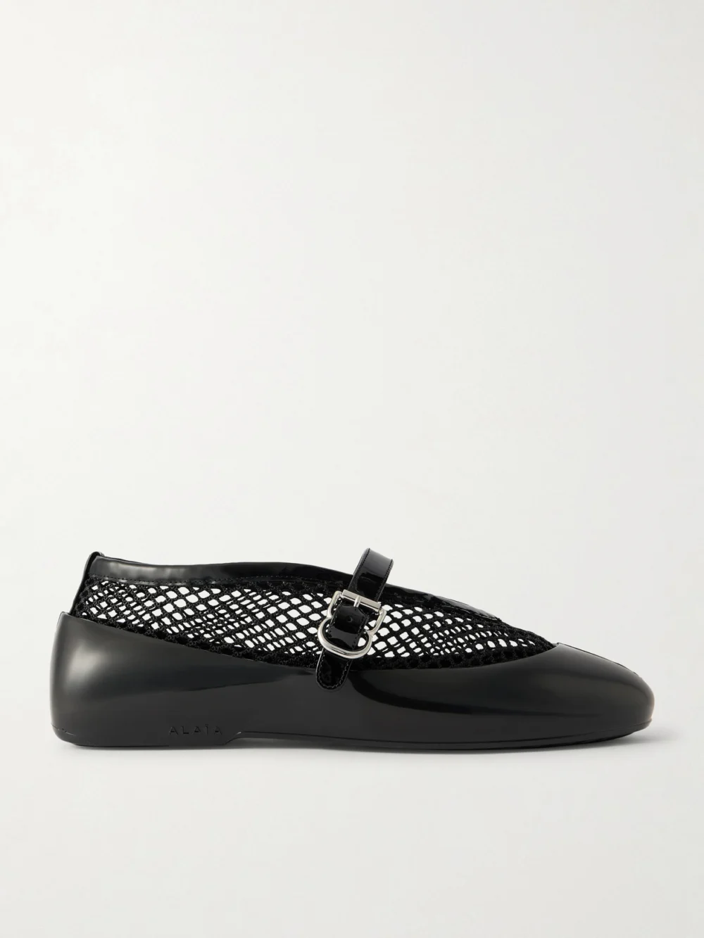 Alaïa Patent Leather-trimmed Mesh and Rubber Ballet Flats in black