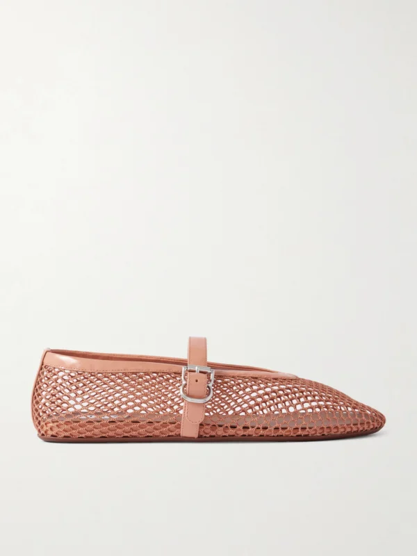 Alaïa Patent Leather-trimmed Mesh Ballet Flats