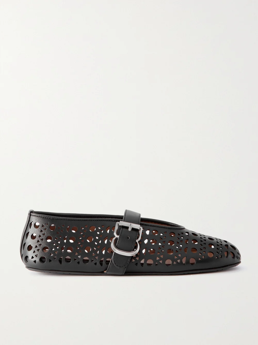 Alaïa Perforated Leather Ballet Pumps in black