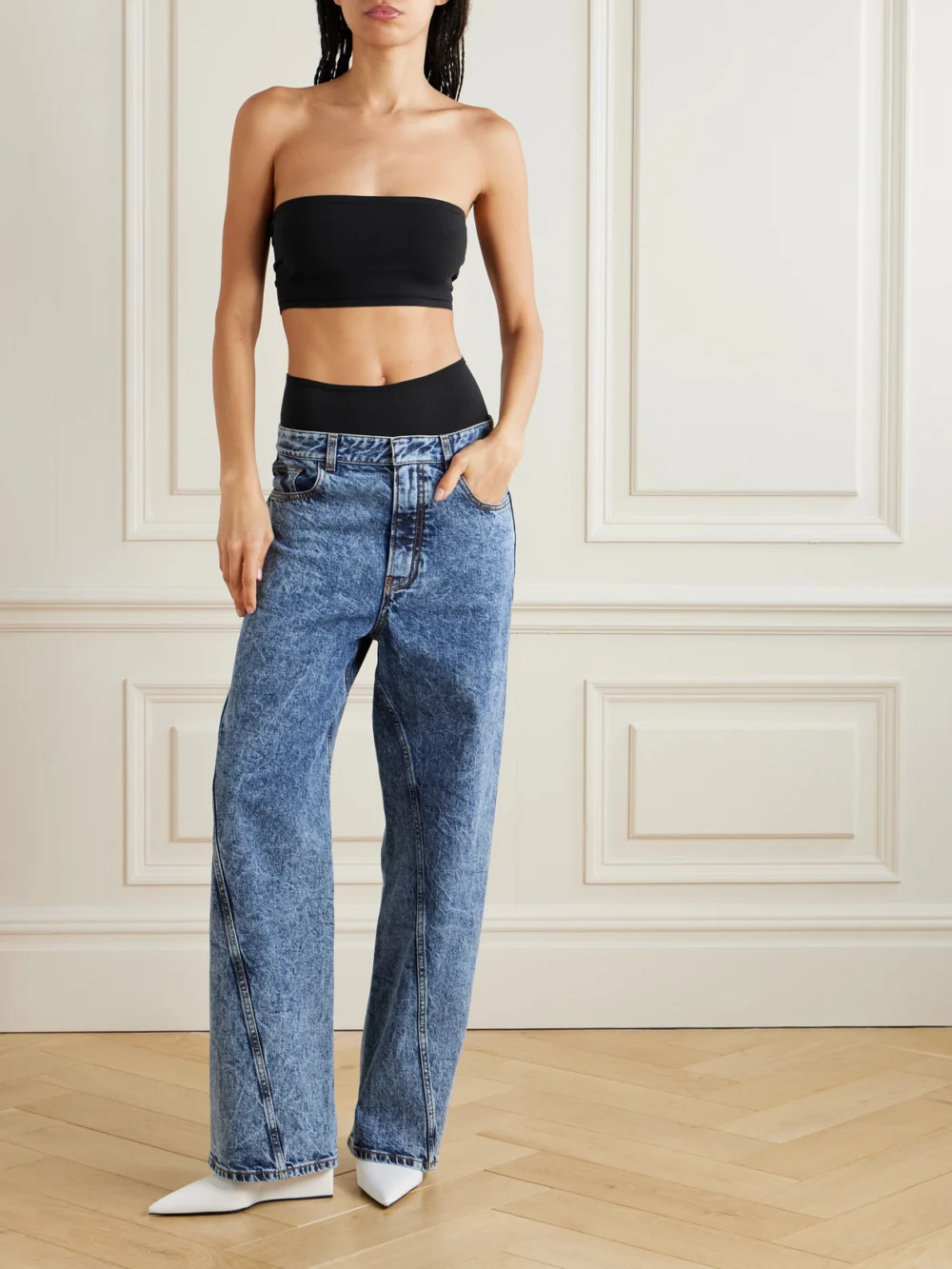 Alaïa Stretch-jersey Bandeau Bra and Briefs Set, worn by a model