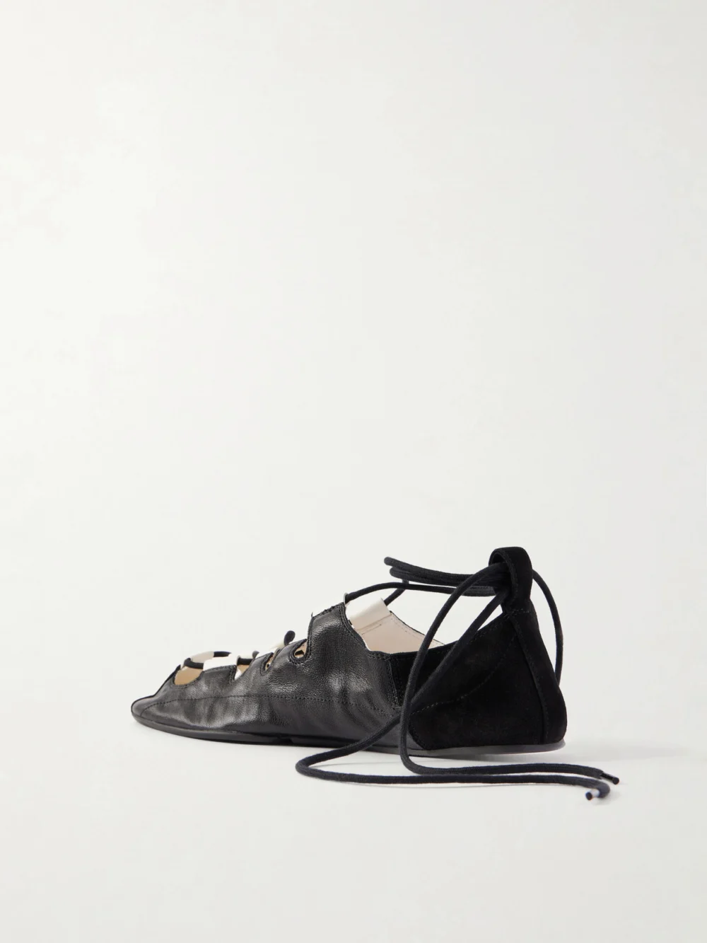 Back view of the Alaïa Suede-trimmed Leather Ballet Flats