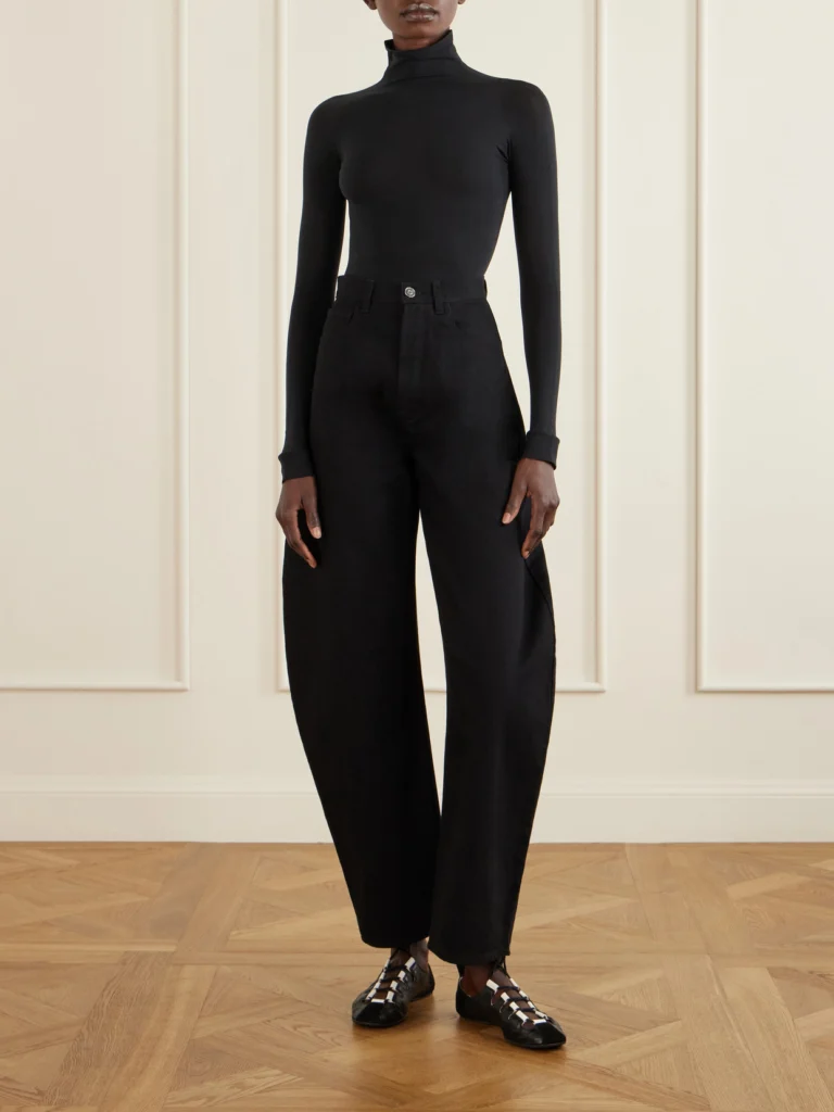 Alaïa Suede-trimmed Leather Ballet Flats