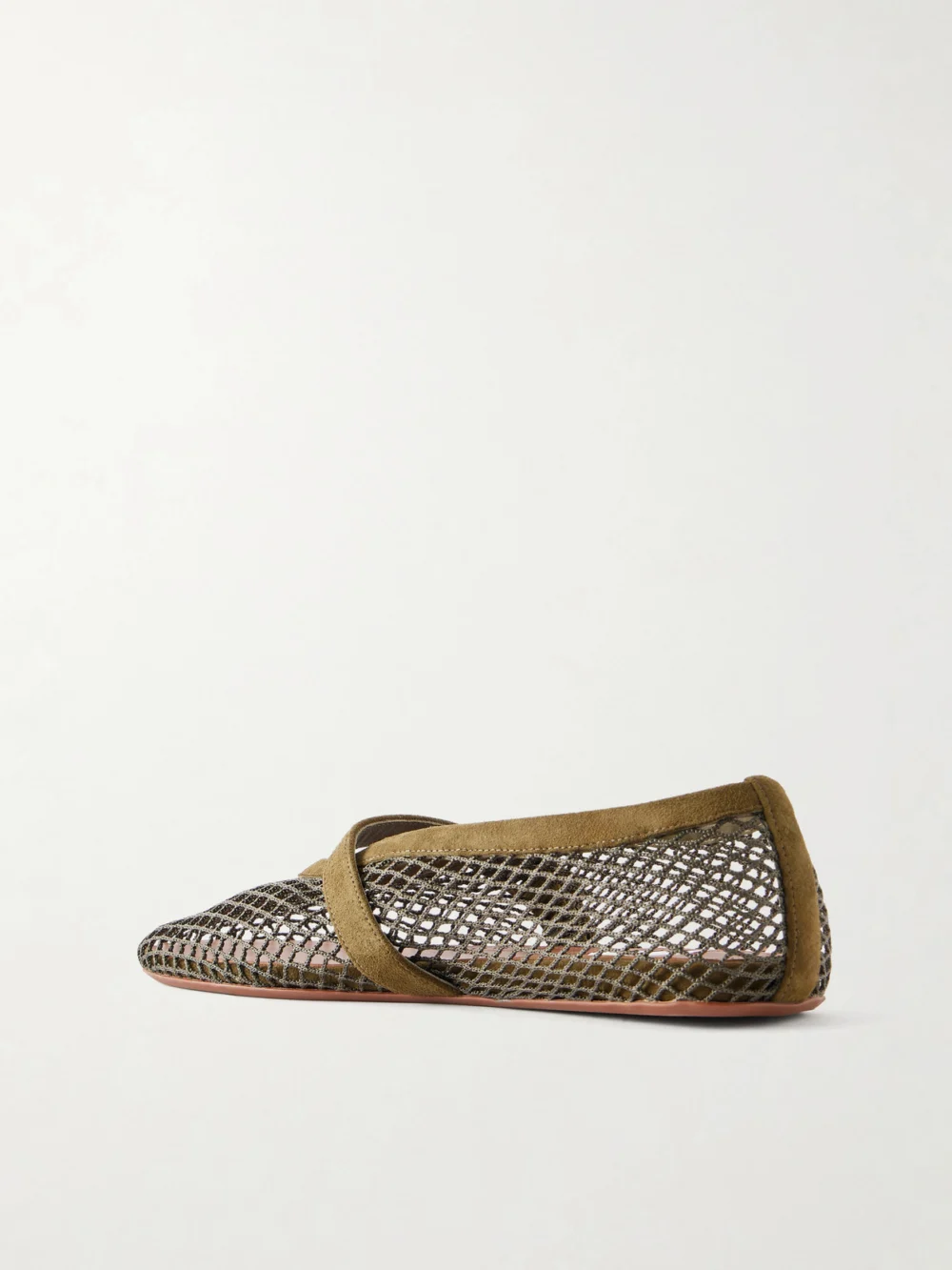Back view of the Alaïa Suede-trimmed Mesh Ballet Flats