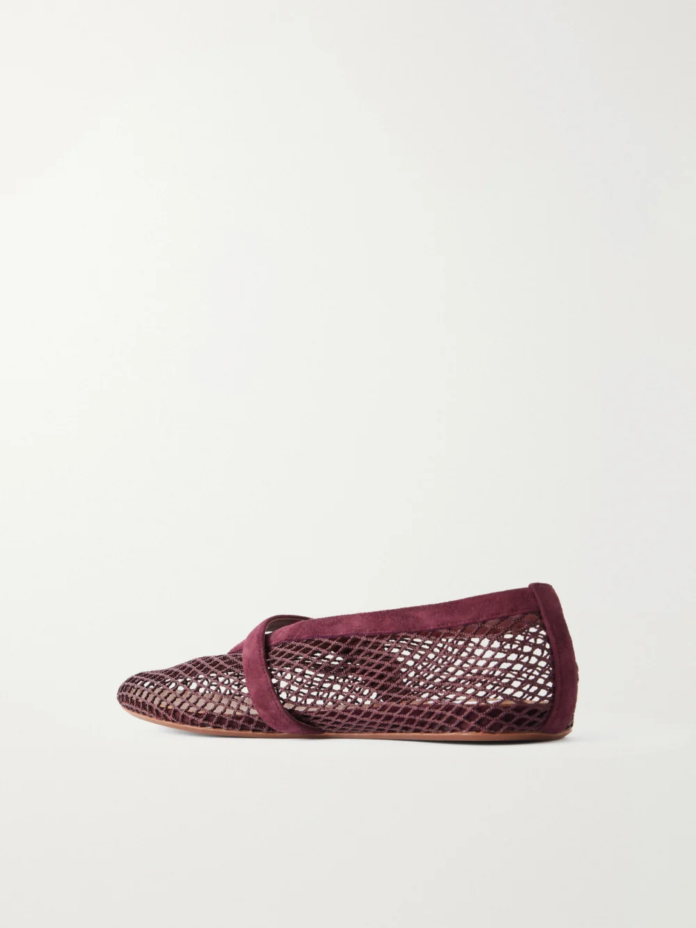 Back view of the Alaïa Suede-trimmed Mesh Ballet Flats