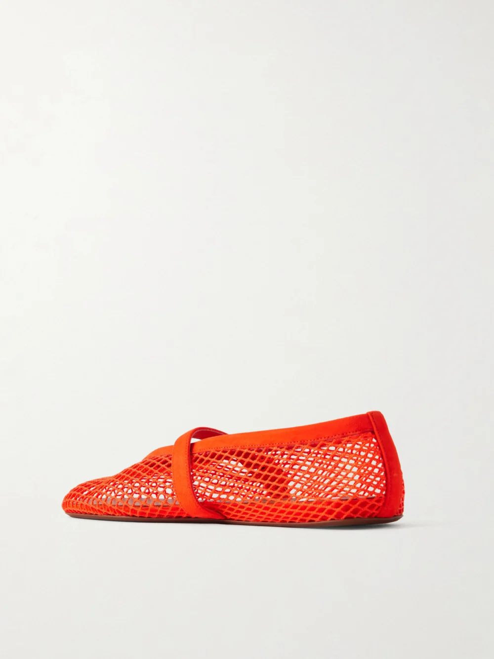 Back view of the Alaïa Suede-trimmed Mesh Ballet Flats
