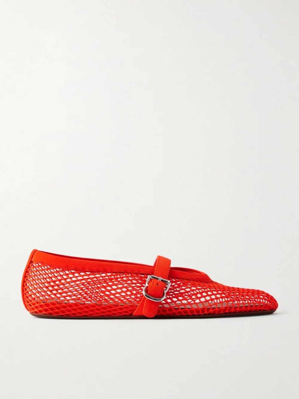 Alaïa Suede-trimmed Mesh Ballet Flats in red