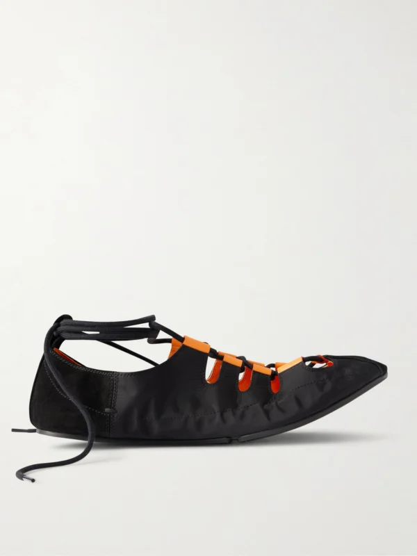 Alaïa Suede-trimmed Shell Ballet Flats