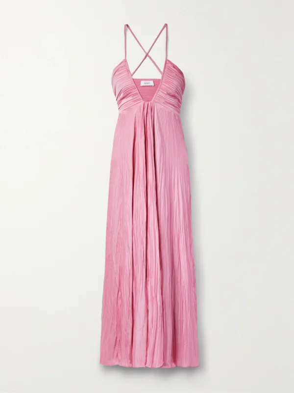 A.L.C. Angelina Plissé-satin Maxi Dress
