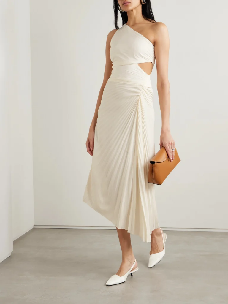A.L.C. Dahlia One-shoulder Cutout Pleated Crepe Maxi Dress