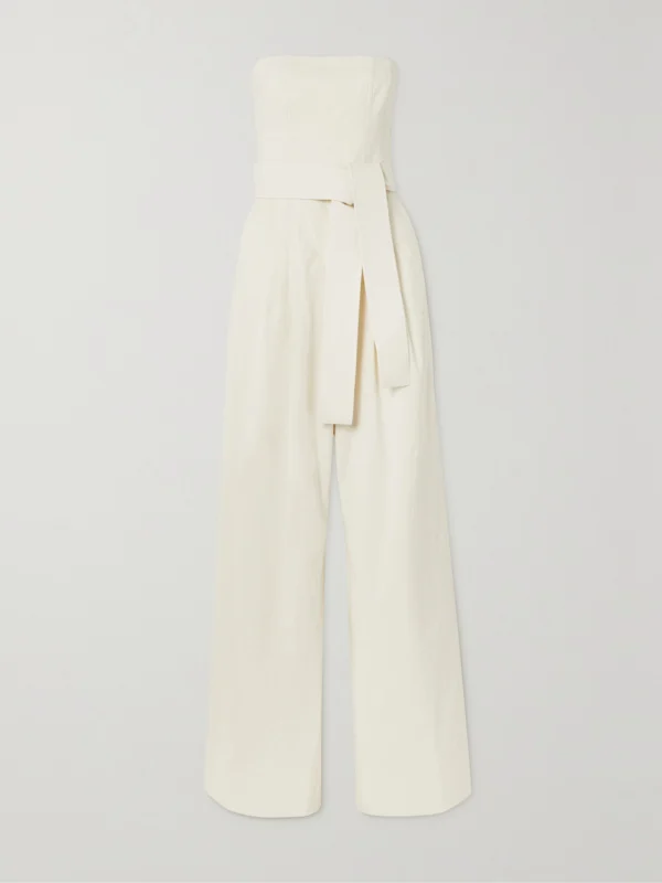 A.L.C. Elsie Strapless Belted Linen-blend Jumpsuit