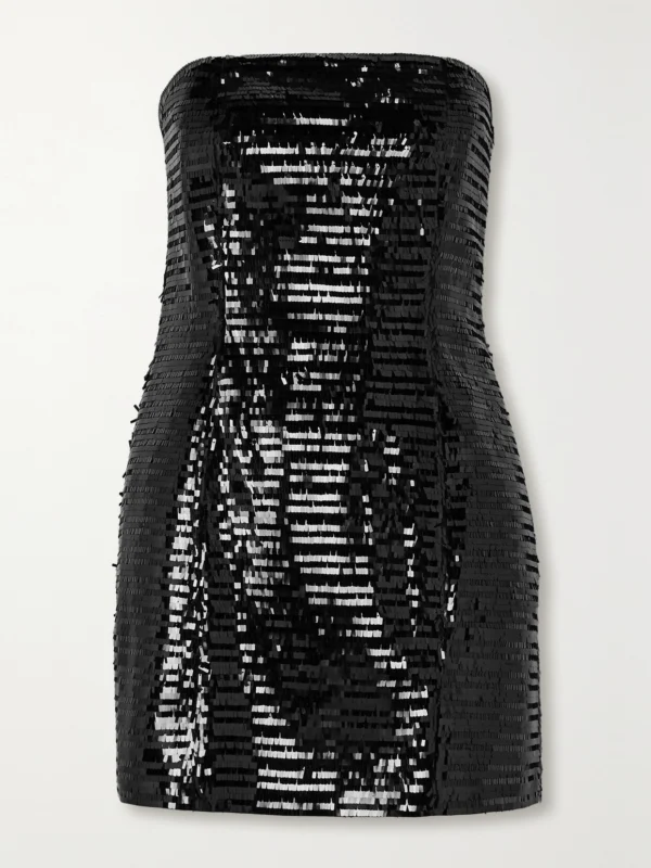 A.L.C. Elsie Strapless Sequined Satin Mini Dress