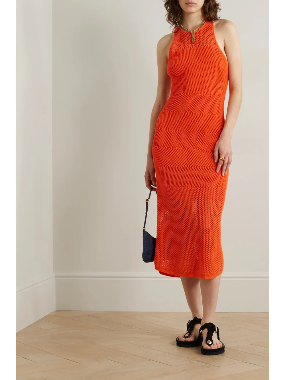 A.L.C. Roland Crocheted Cotton Midi Dress, worn by a model